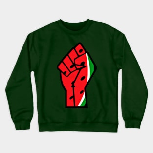 Watermelon Palestine Black Power Fist - Right Side - Back Crewneck Sweatshirt